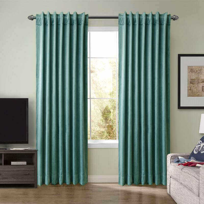 CUSTOM Birkin Teal Velvet Curtain Drapery With Lining For Traverse Rod Pole or Track