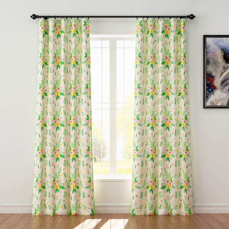 Nature Print Polyester Linen Curtain Drapery WIZARD