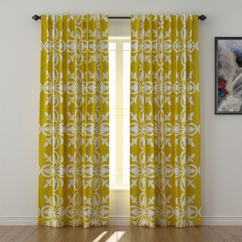 Abstract Print Polyester Linen Curtain Drapery YULAN