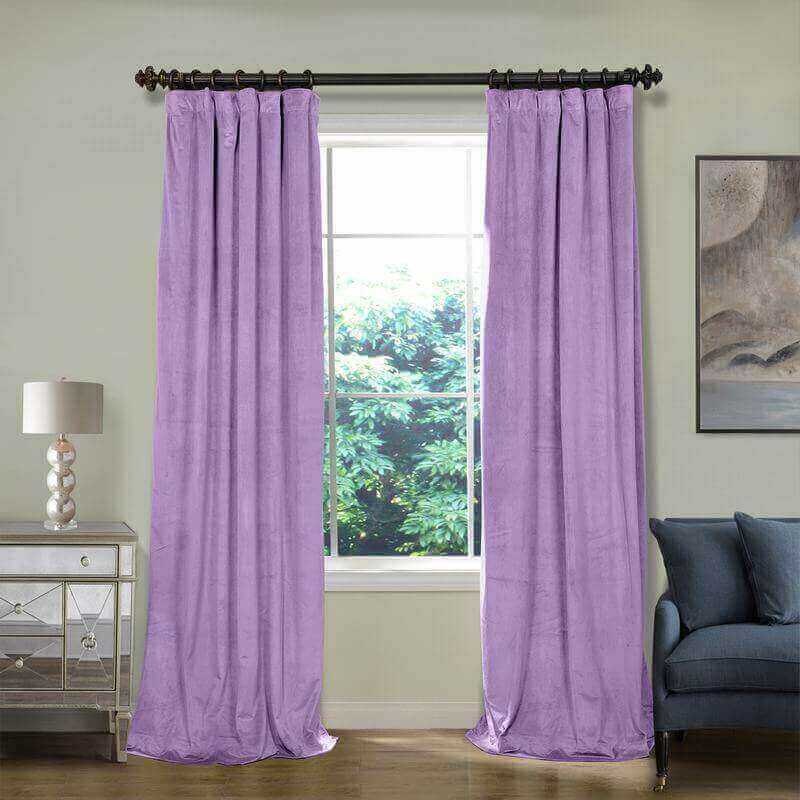 CUSTOM Birkin Violet Velvet Curtain Drapery With Lining For Traverse Rod Pole or Track