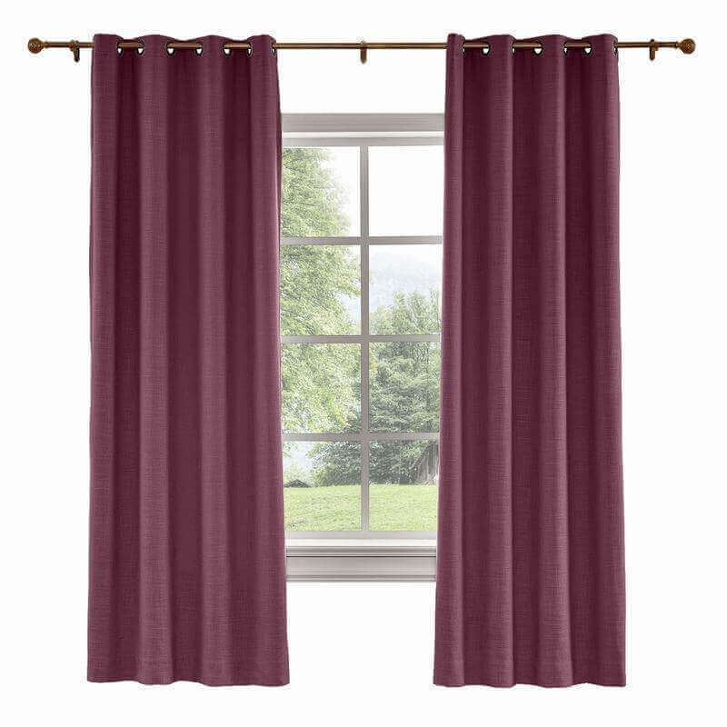 CUSTOM Liz Plum Polyester Linen Curtain Drapery with Lined