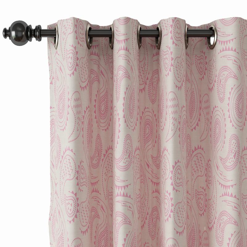 Paisley Print Polyester Linen Curtain Drapery with Privacy Blackout Thermal Lining AUDREY