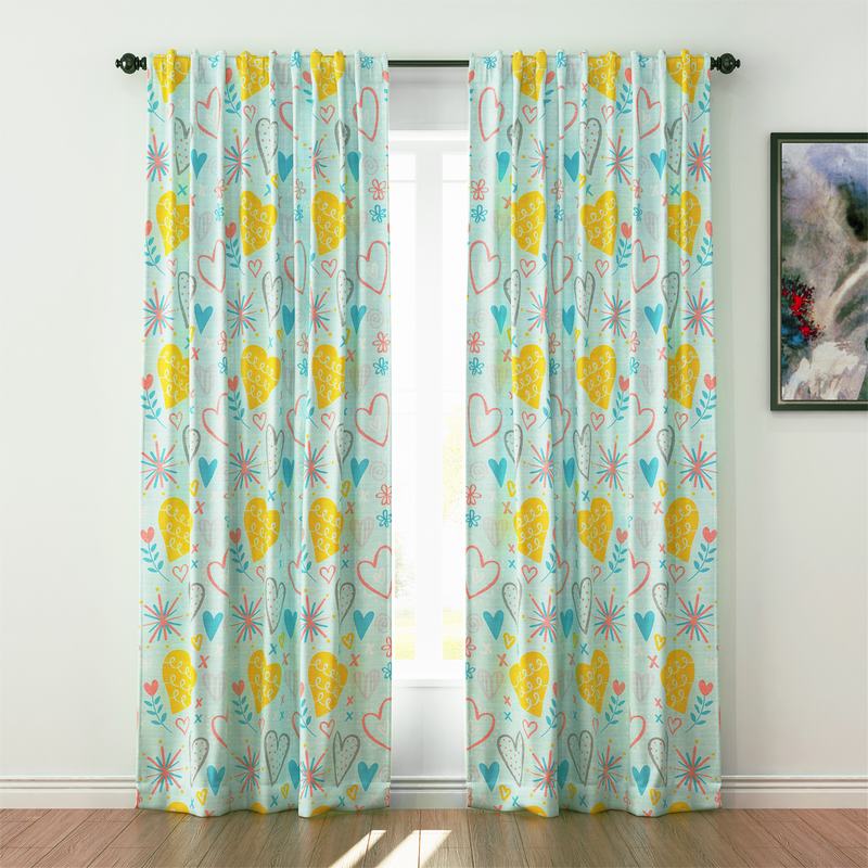Kids Print Polyester Linen Curtain Drapery FINN