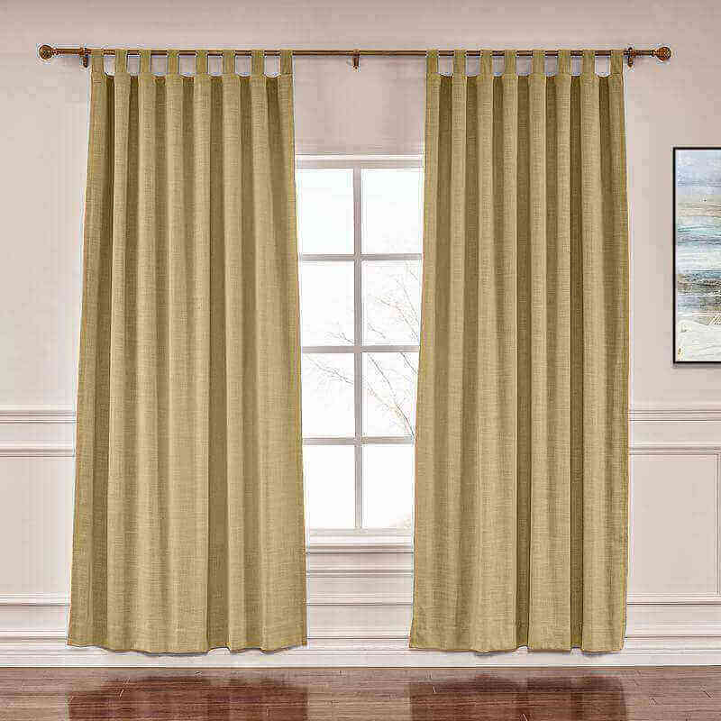 CUSTOM Liz Khaki Yellow Polyester Linen Window Curtain Drapery with Lined