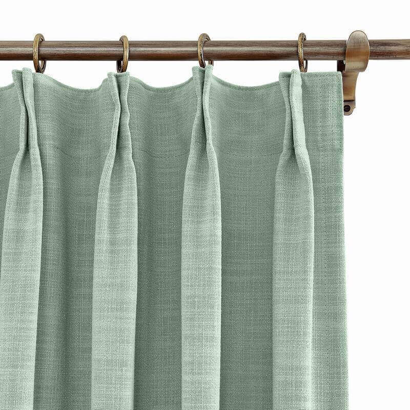 CUSTOM Liz Aqua Polyester Linen Curtain Drapery with Lined