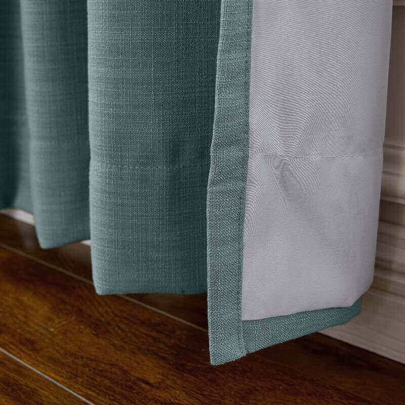 CUSTOM Liz Blue Grey Polyester Linen Window Curtain Drapery with Lined