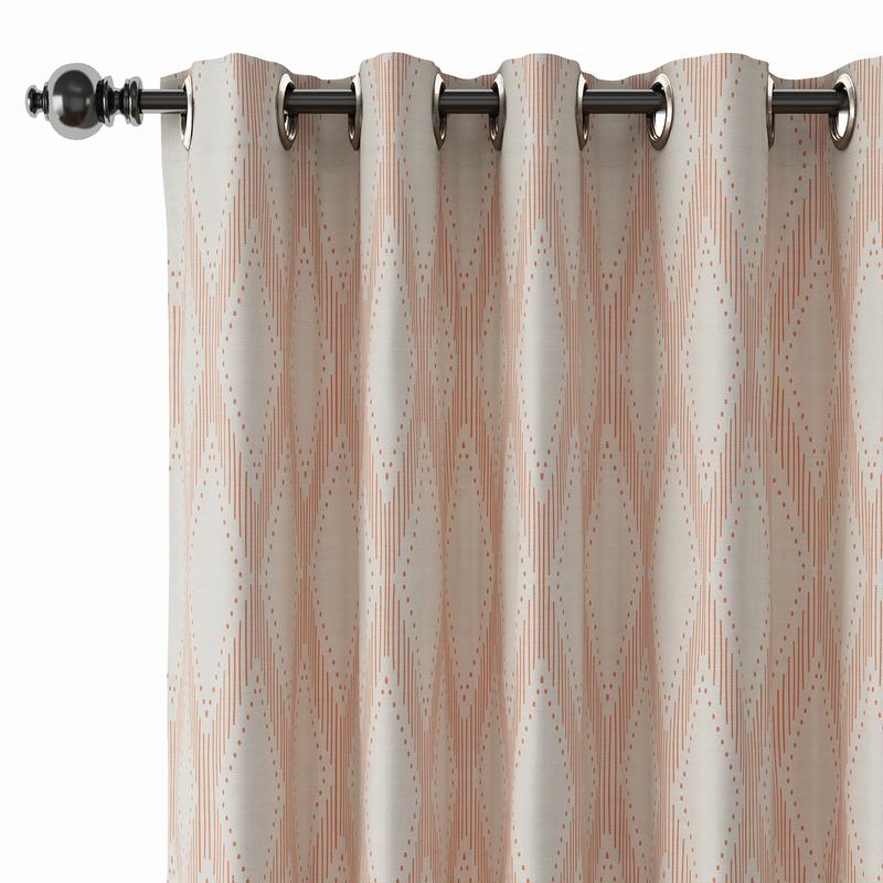 Geometric Print Polyester Linen Curtain Drapery with Privacy Blackout Thermal Lining CAROL
