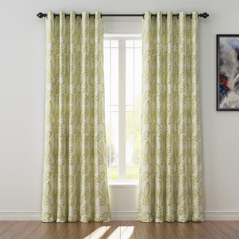 Nature Print Polyester Linen Curtain Drapery JASPER