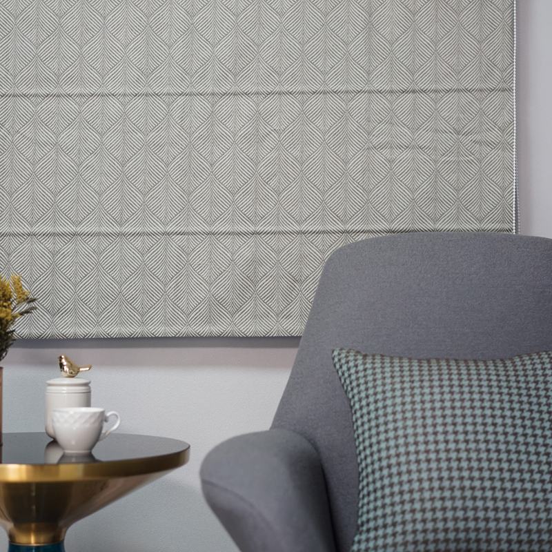 Stripe Polyester Roman Shade In Grey White