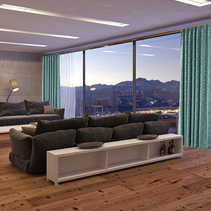 High Density Rhomboid Jacquard Drapery Dust Proof Two-Toned Damask Diamond Curtain NINA