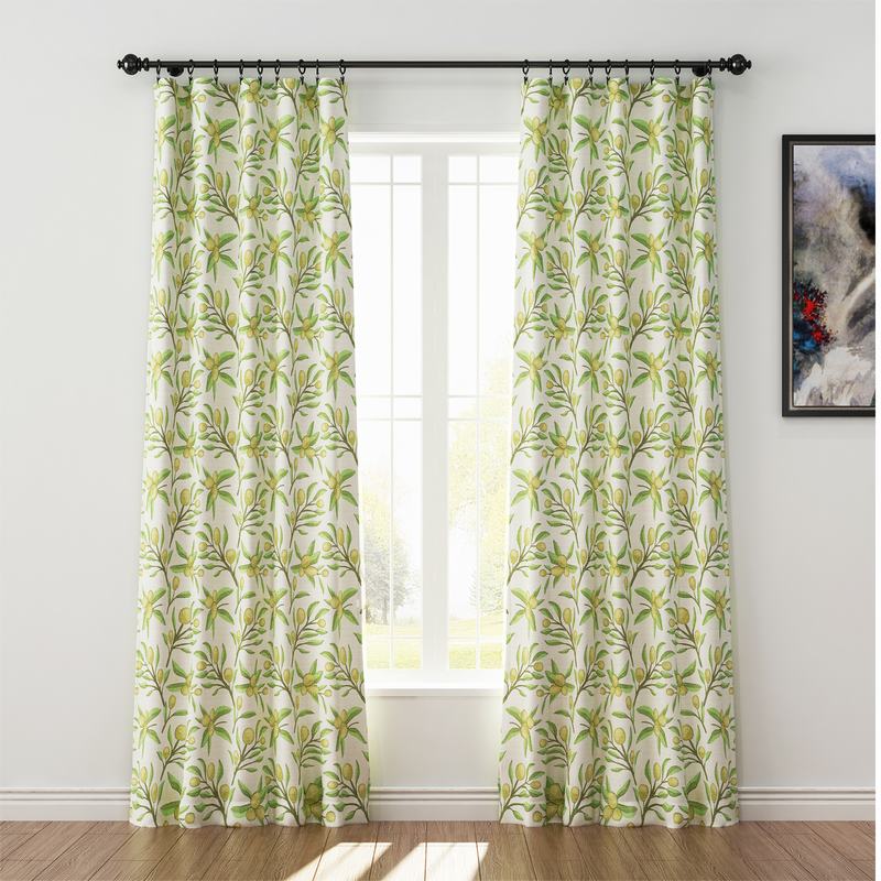 Nature Print Polyester Linen Curtain Drapery ASHER