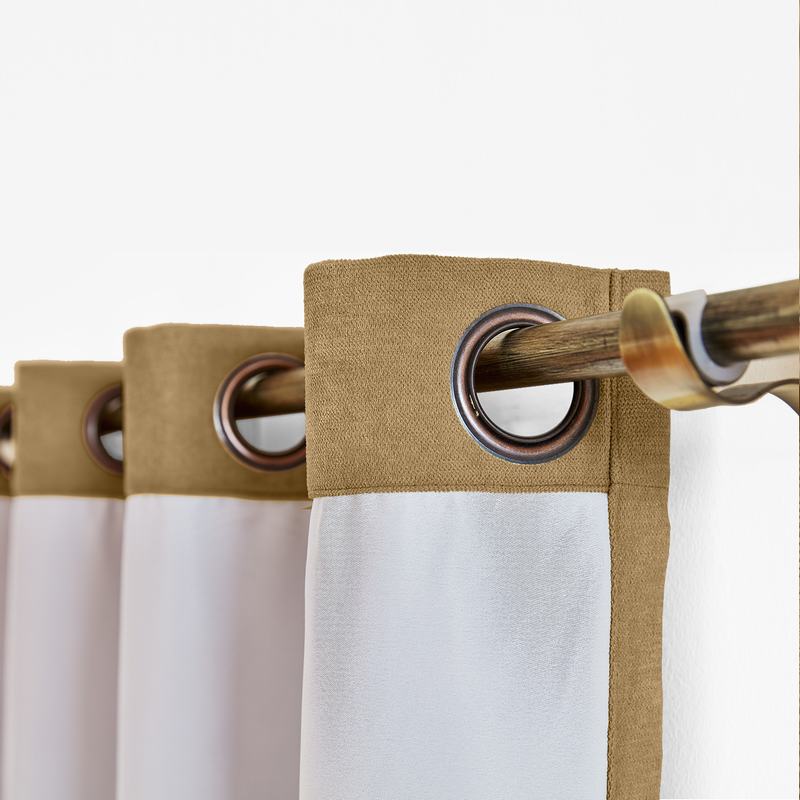 CUSTOM Kante Brown Polyester Cotton Drapery With Lining Curtains