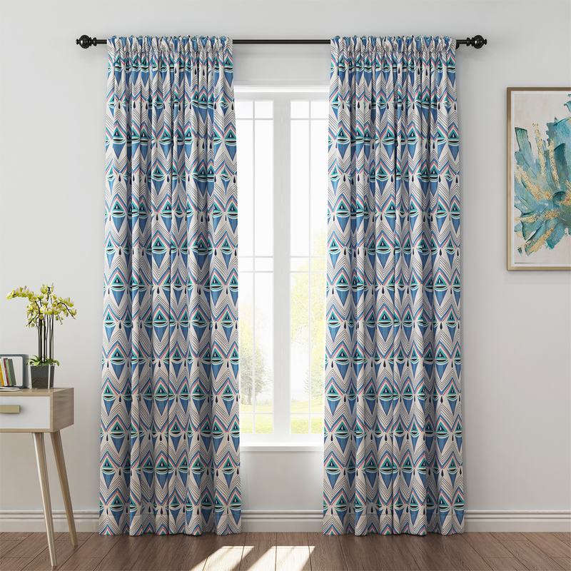 Abstract Print Polyester Linen Curtain Drapery ELIZABETH