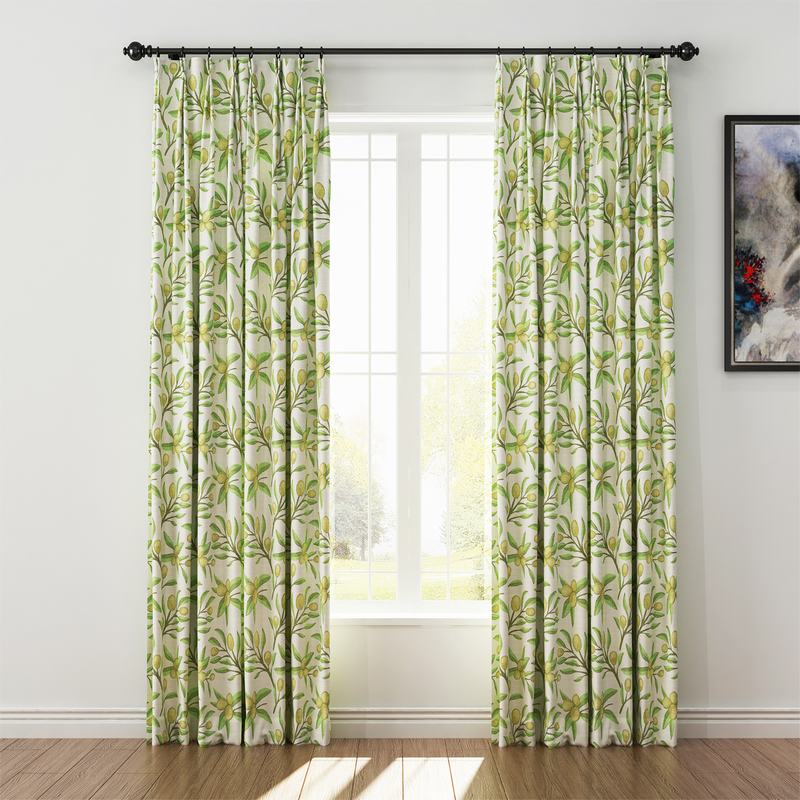 Nature Print Polyester Linen Curtain Drapery ASHER