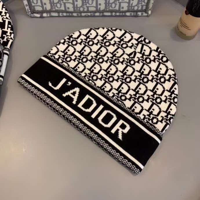 20冬季最新专柜款-迪奥Dior新款字母提花标针织羊毛毛线帽，定制羊毛，简约帅气新标志，男女同款超酷时尚街头风