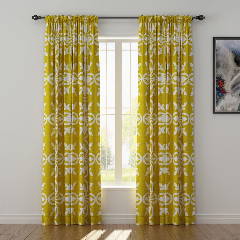 Abstract Print Polyester Linen Curtain Drapery YULAN