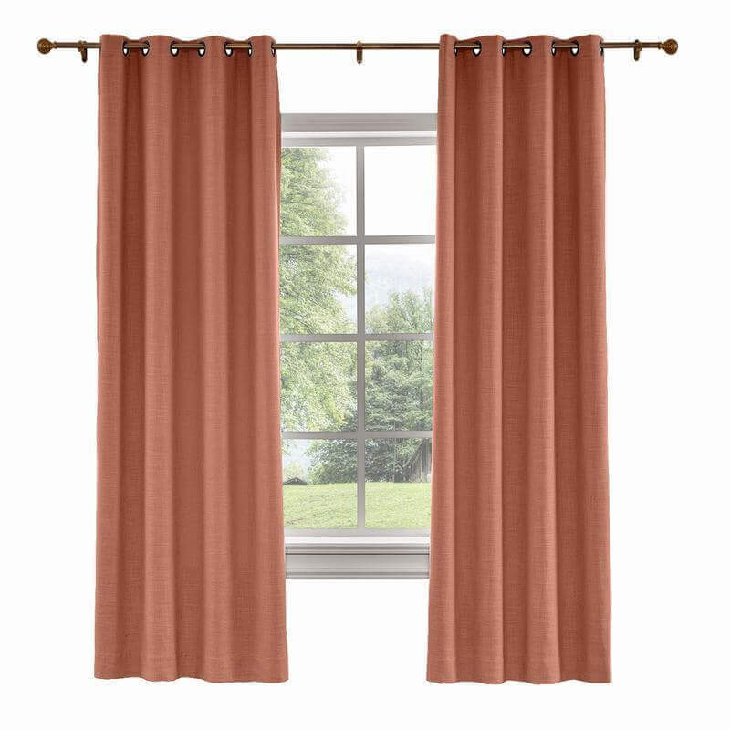 CUSTOM Liz Firebrick Polyester Linen Curtain Drapery with Lined