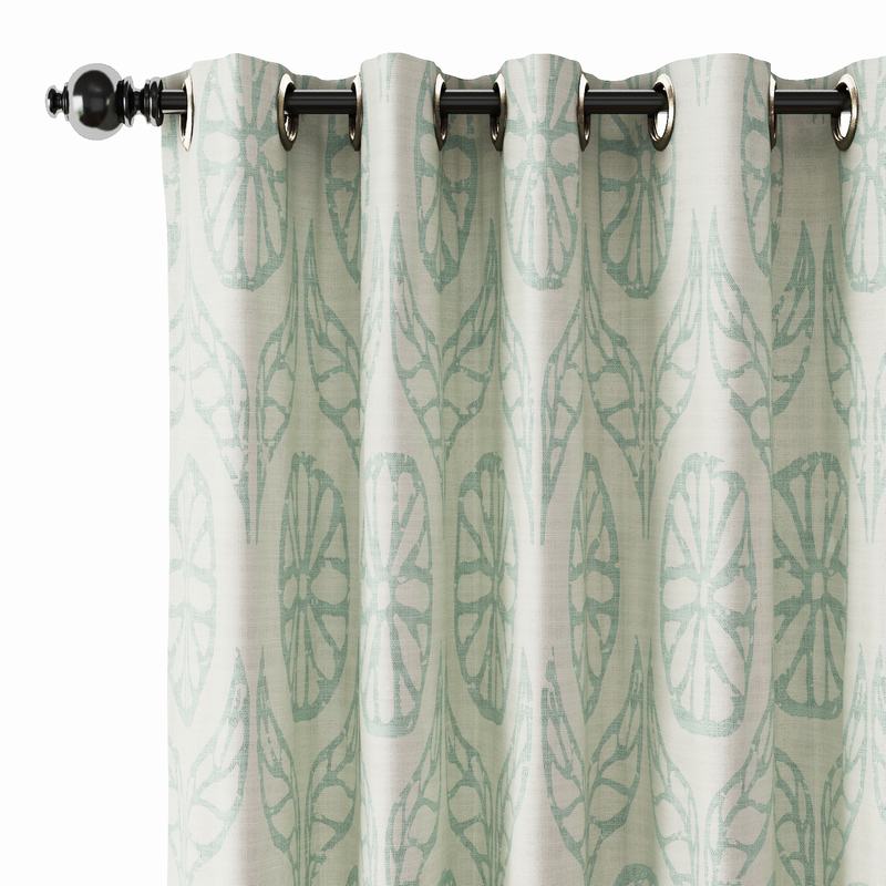 Nature Print Polyester Linen Curtain Drapery CASHMERE