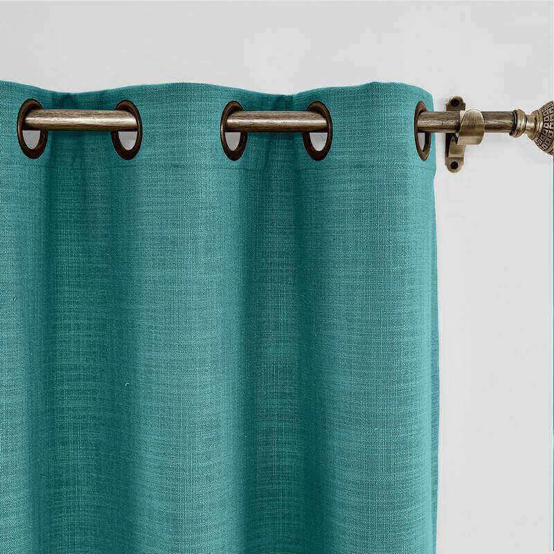CUSTOM Liz Everglade Teal Polyester Linen Window Curtain Drapery with Lined