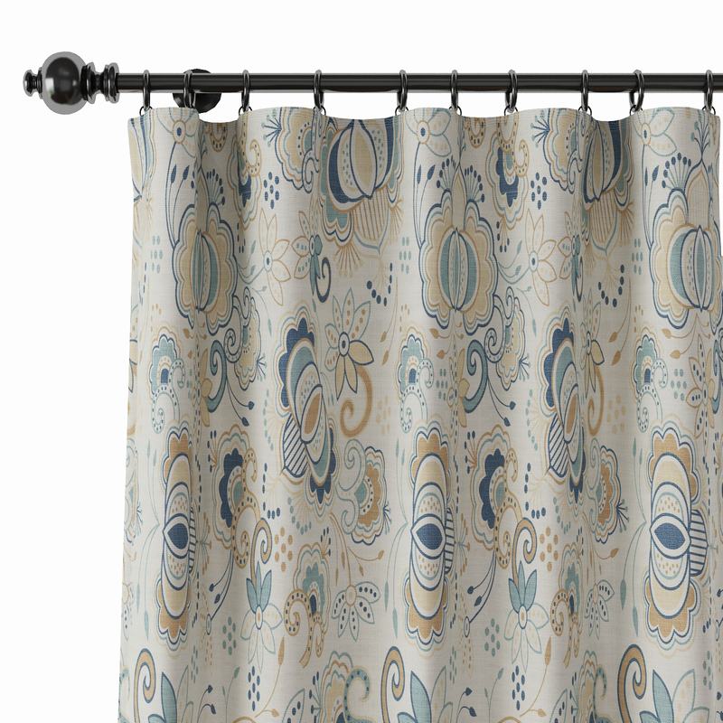 Paisleys Print Polyester Linen Curtain Drapery PALM