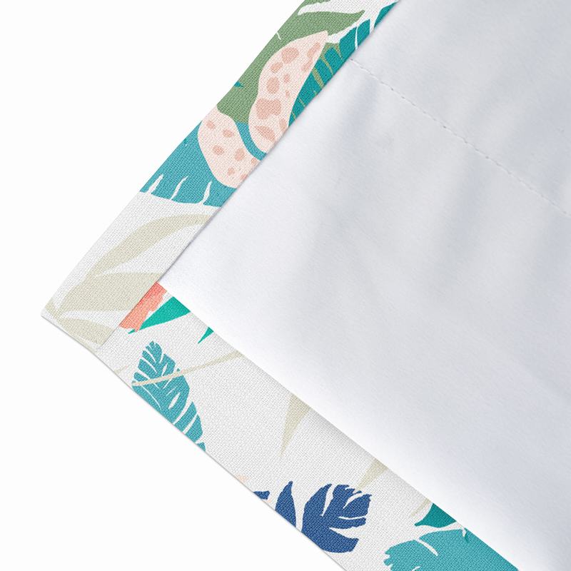 Tropical Print Polyester Linen Curtain Drapery with Privacy Blackout Thermal Lining BRITNEY