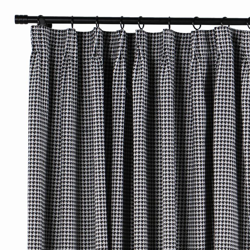 Houndstooth Curtain Black and White Jacquard Drapery Cotton Polyester Panel ELIO