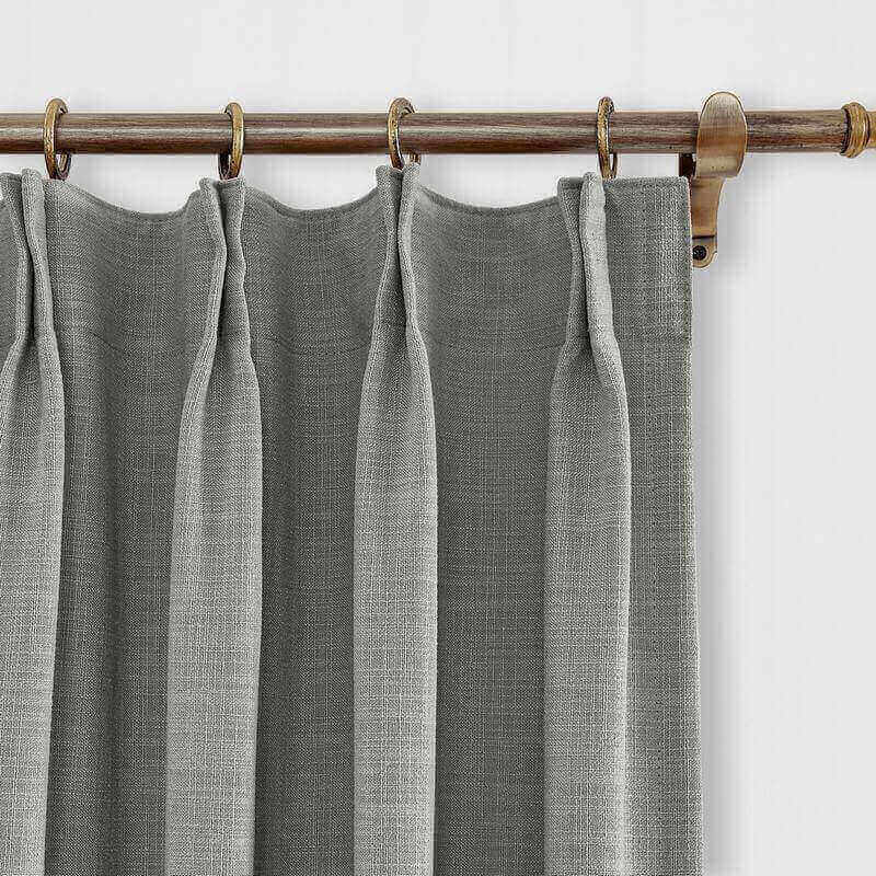 CUSTOM Liz Rock Grey Polyester Linen Window Curtain Drapery with Lined