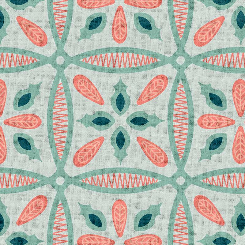 Geometric Print Polyester Linen Curtain Drapery with Privacy Blackout Thermal Lining ADELINE