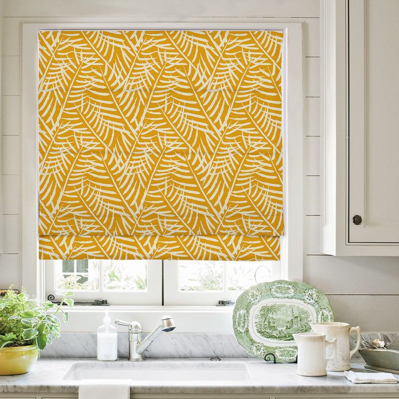 CANDICE Nature Print Polyester Linen Roman Shade