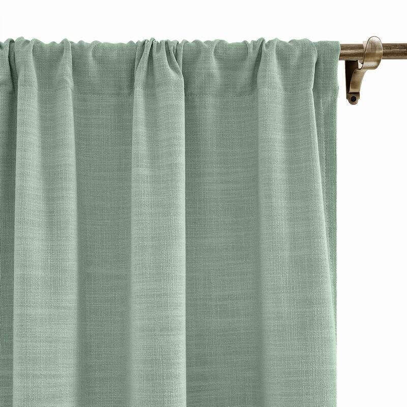 CUSTOM Liz Aqua Polyester Linen Curtain Drapery with Lined