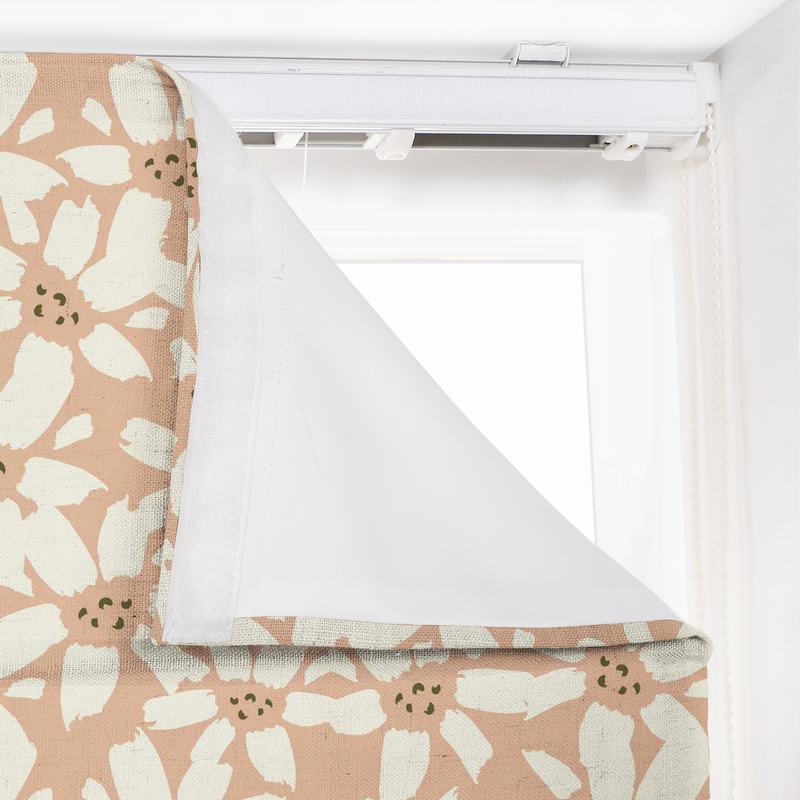 MAYA Floral Print Polyester Linen Room Darkening Roman Shade