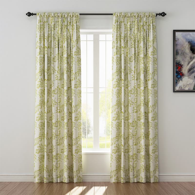 Nature Print Polyester Linen Curtain Drapery JASPER
