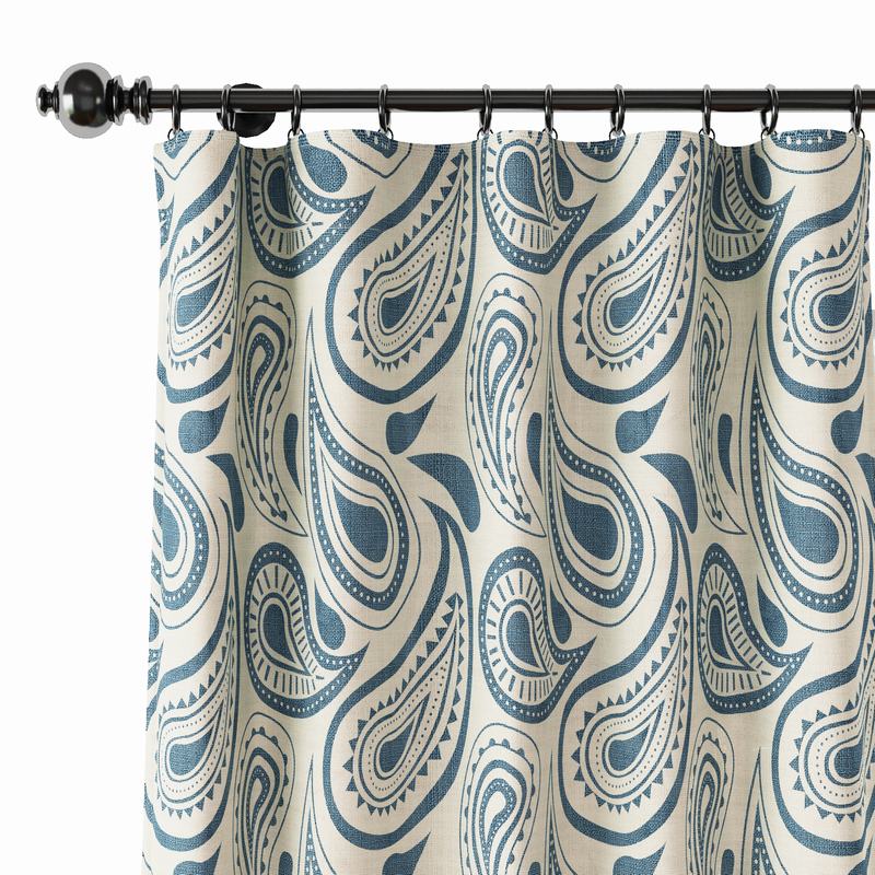 Paisleys Print Polyester Linen Curtain Drapery DMAIOSH