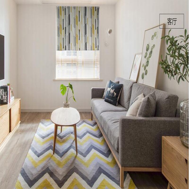 Print Polyester Cotton Roman Shade In Yellow