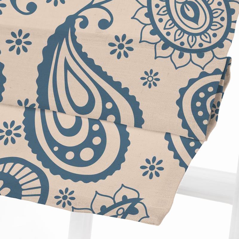 AMBER Paisley Print Polyester Linen Roman Shade