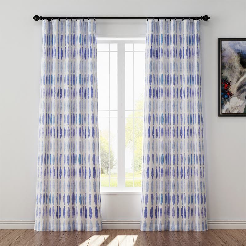 Abstract Print Polyester Linen Curtain Drapery GRANVILLE