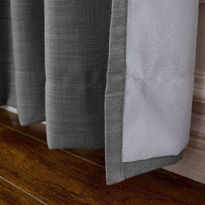 CUSTOM Liz Carbon Grey Polyester Linen Window Curtain Drapery with Lined