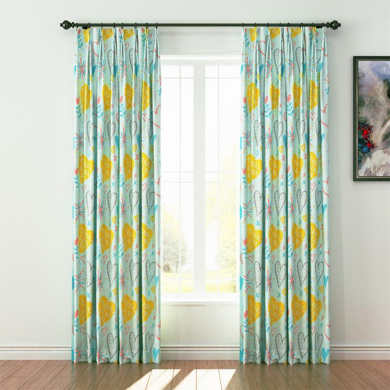 Kids Print Polyester Linen Curtain Drapery FINN