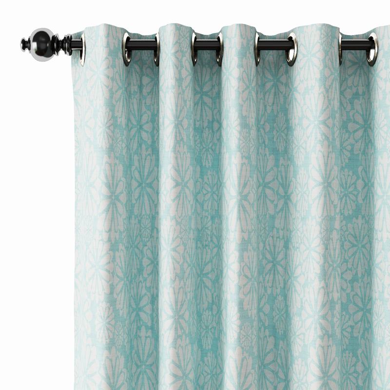 Geometric Print Polyester Linen Curtain Drapery CROWN