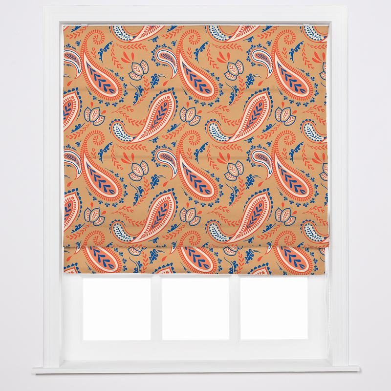 ANITA Paisley Print Polyester Linen Roman Shade