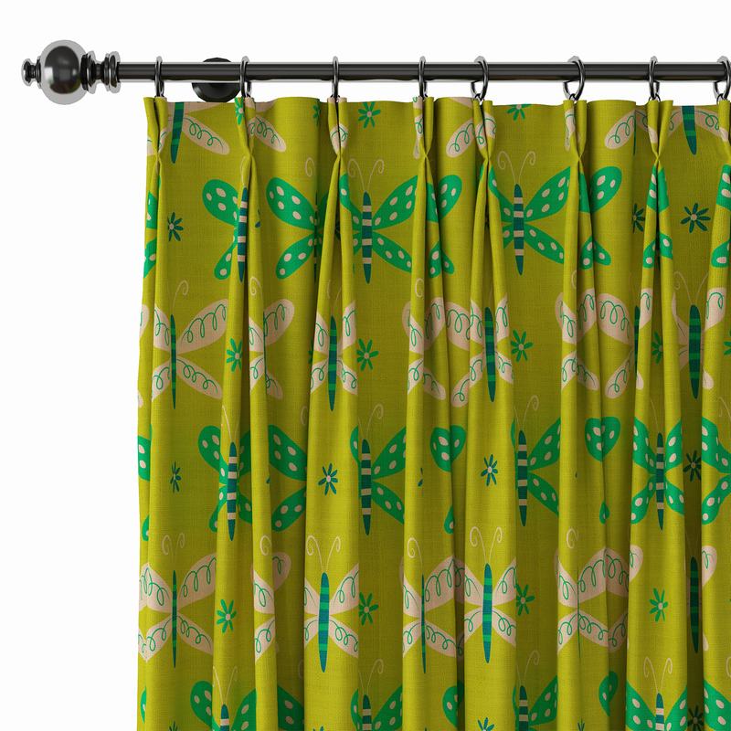 Animals Print Polyester Linen Curtain Drapery with Privacy Blackout Thermal Lining CECIL
