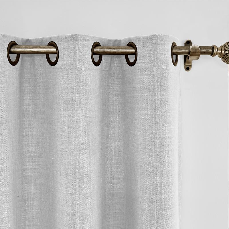 CUSTOM Liz Beige White Polyester Linen Window Curtain Drapery with Lined