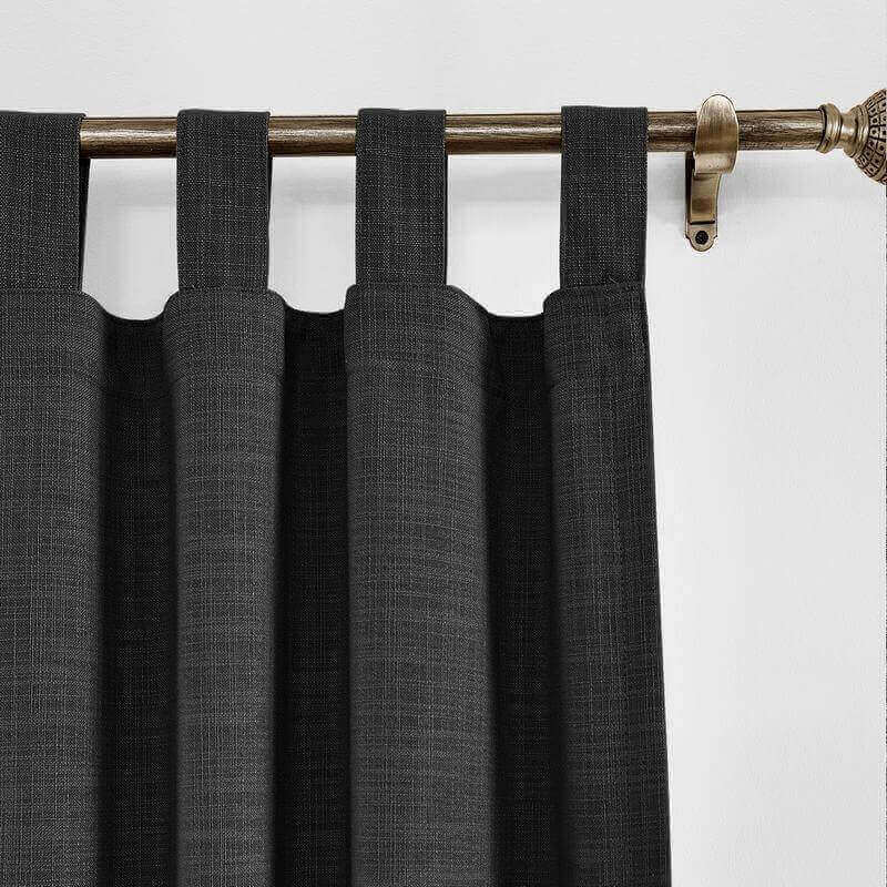 CUSTOM Liz Black Polyester Linen Window Curtain Drapery with Lined