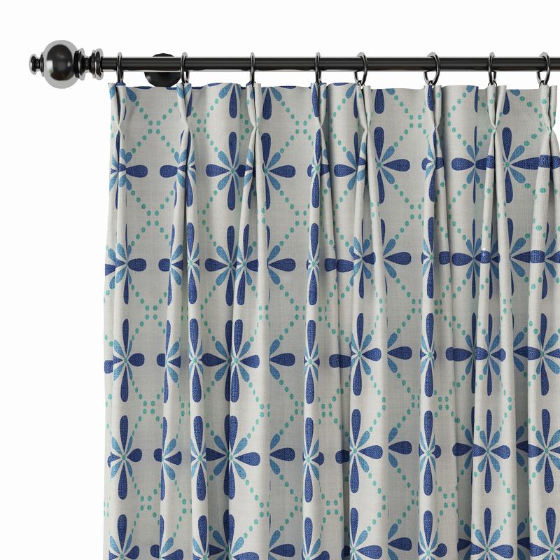 Geometric Print Polyester Linen Curtain Drapery CAMELLIA