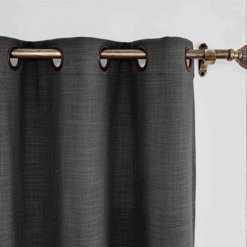 CUSTOM Liz Black Polyester Linen Window Curtain Drapery with Lined