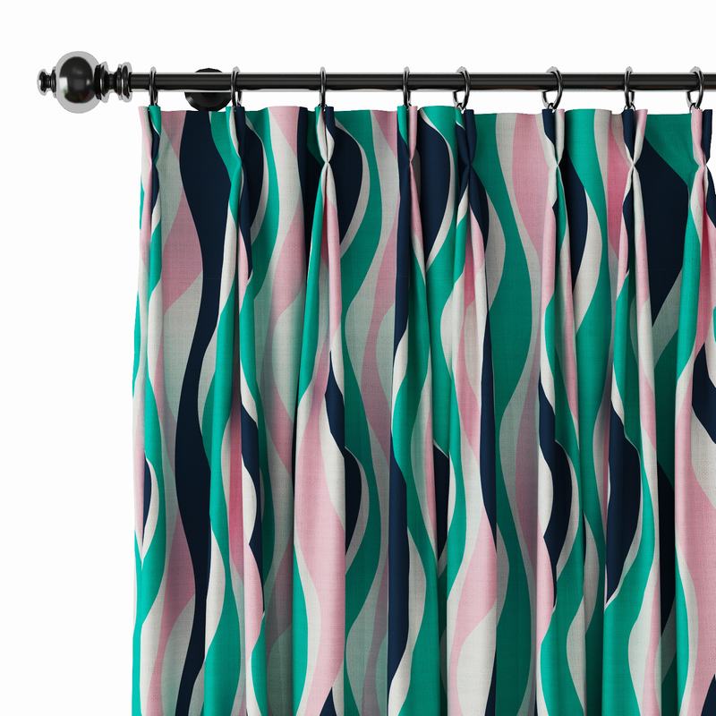 Abstract Print Polyester Linen Curtain Drapery IVY