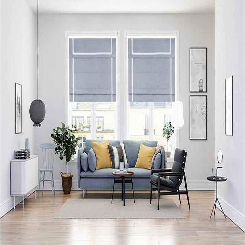 Stripe Print Polyester Roman Shade In Blue