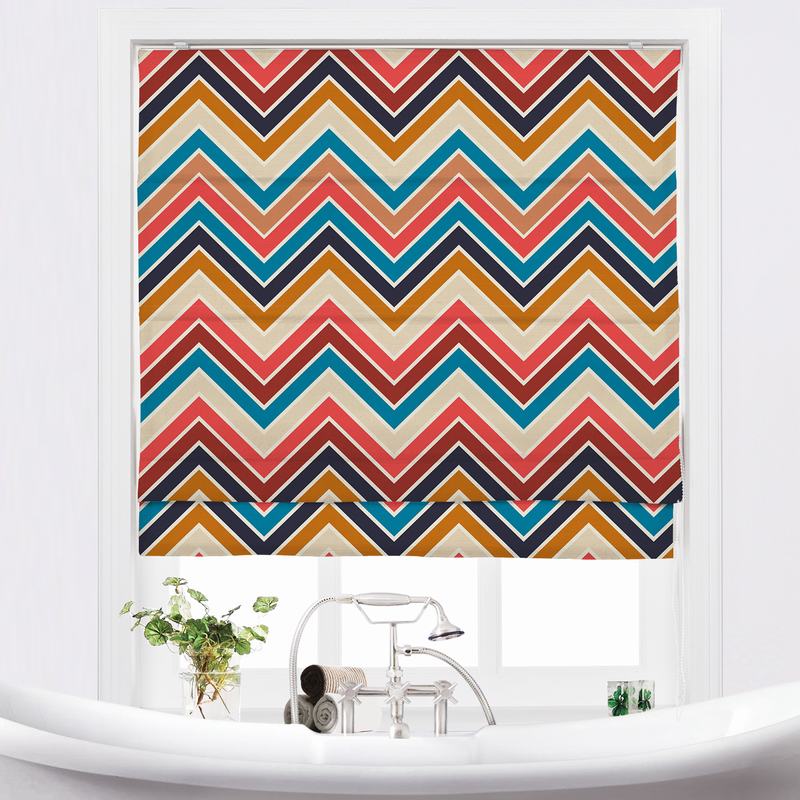 BARBARA Abstract Print Polyester Linen Roman Shade