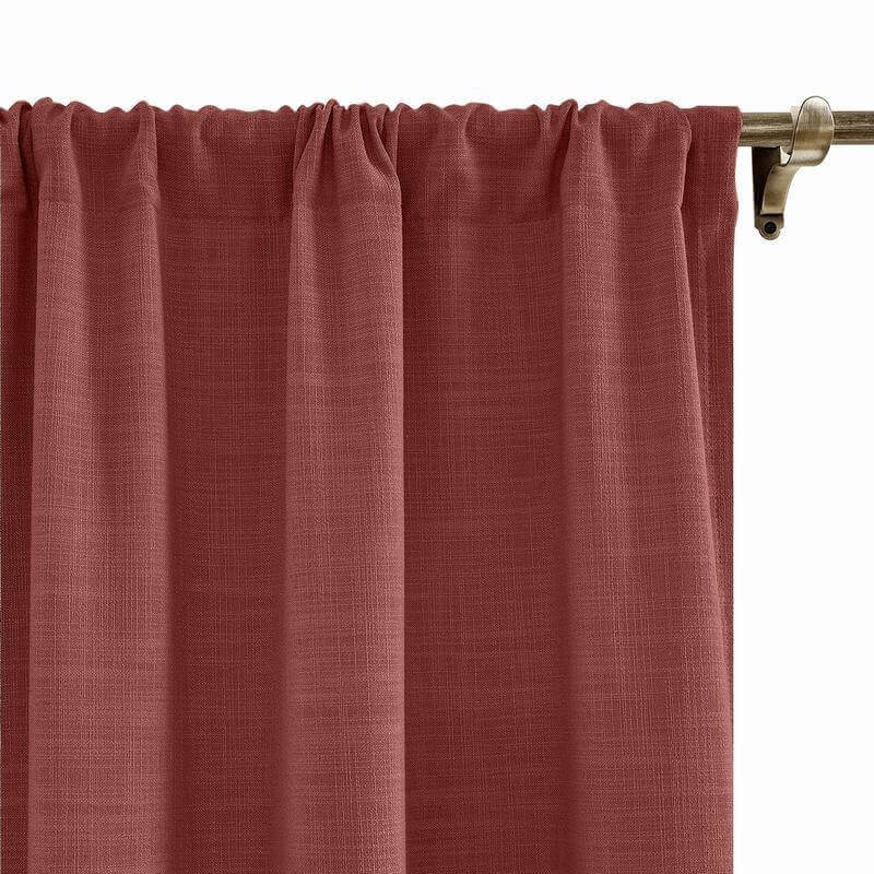 CUSTOM Liz Maroon Polyester Linen Curtain Drapery with Lined