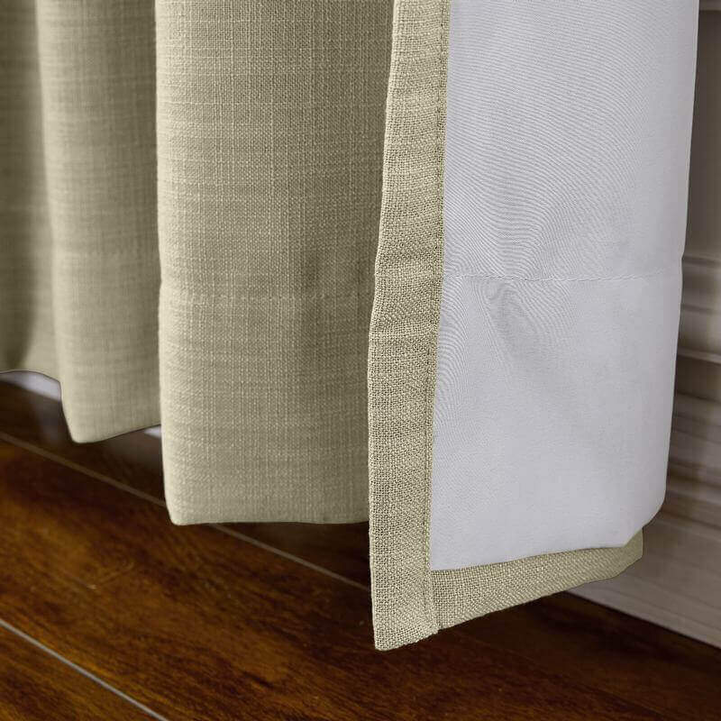 CUSTOM Liz Light Khaki Polyester Linen Curtain Drapery with Lined